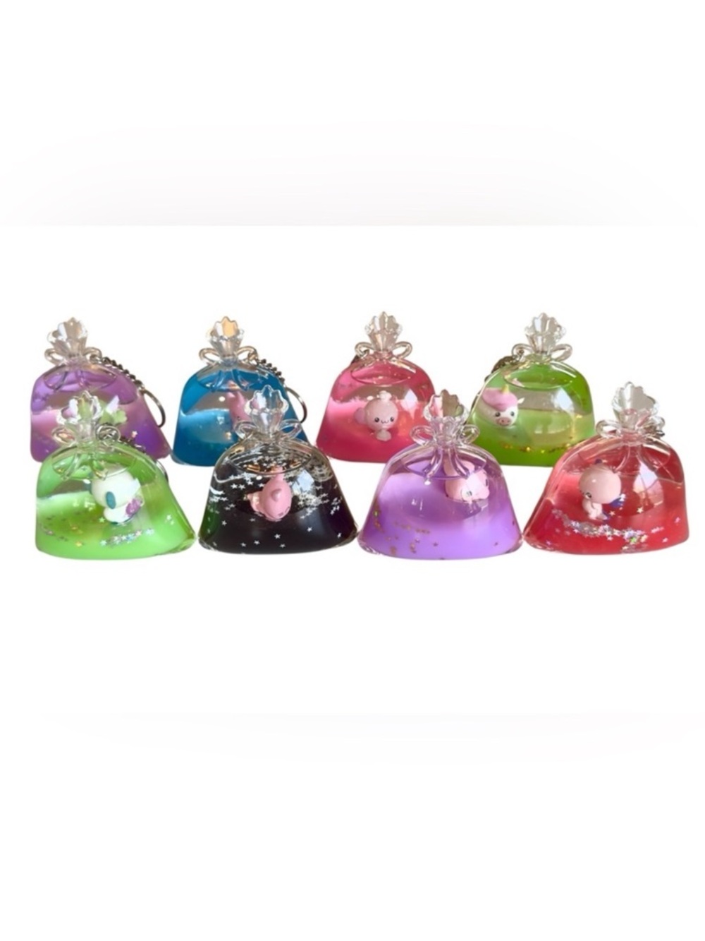 Tsunameez Prize Baggies SET Series 1 Keychain Lot of 8 Axolotl Unicorn Cat Fish